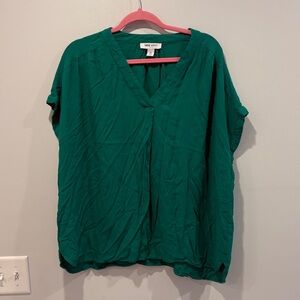 Nine West Teal V-Neck Blouse
